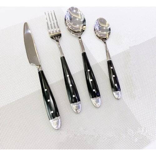 4Pcs/Set Stainless Steel Bakelite Black Handle Western Tableware Set Three Nails Knife Fork Spoon Cutlery Kitchen Mirror Dinner