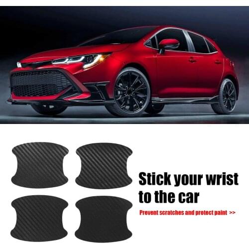 4pcs Carbon Fiber Auto Door Handle Stickers Car Handle Protection Film Anti Scratch Car Exterior Decoration Film