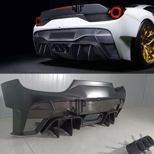 458 V style Carbon fiber FRP front bumper lip rear bumper diffuser side skirts rear spoiler for Ferrari 458 V style car body kit