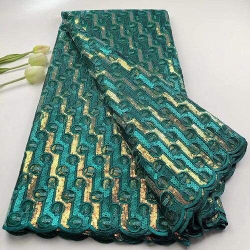 5yards/pc) High quality sequins embroidered Nigerian party lace newest African organza mesh lace fabric for dress FLH035