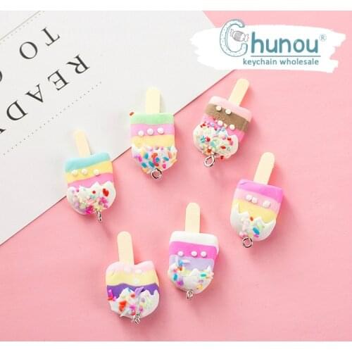 6PCS Lovely milk glue ice cream keychain accessories for handmade decoration bracelets necklace earring key chain Jewelry Making