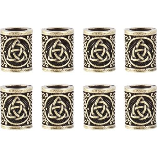 8pcs Practical Creative Large Hole Antique Beards Beads Rune Beads for Hair Decor