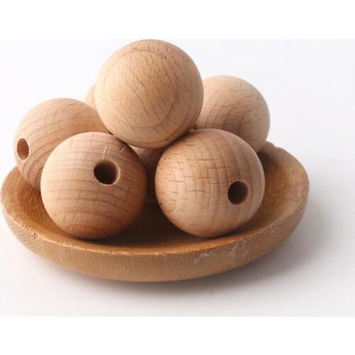 10pcs 25mm Original Wooden Teether Food Grade Materials Round Beads DIY Crafts Accessories Toys For Babies Raw Baby Teether