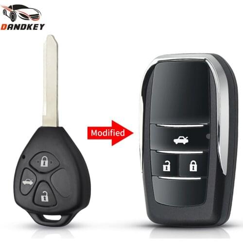 Dandkey 2/3/4 Buttons Modified Flip Remote Key Shell Cover For Toyota Corolla Camry Auris Uncut TOY47 Upgrade Folding Key Case