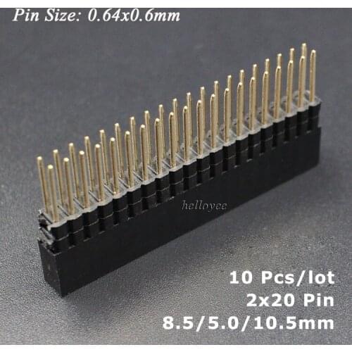 Hellotronics 10 Pcs/Lot 8.5/5.0/10.5 mm Raspberry Pi A+ B+ Pi 2 Pi 3 Pi 4 Extra Tall 2x20 Pin 2 Spacers Stackable Female Header