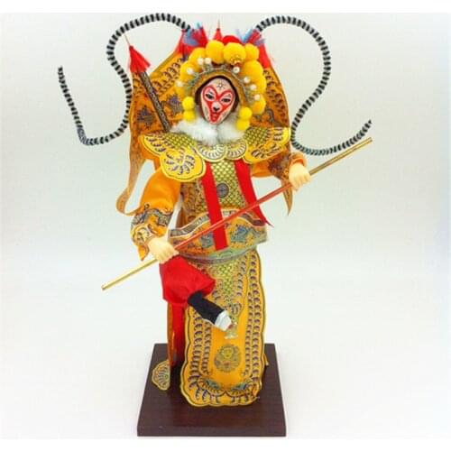 Peking Opera Facial Makeup Doll Monkey King Female General Mu Guiying Cloth Silk Ornament Chinese Characteristic Gift Home Decor