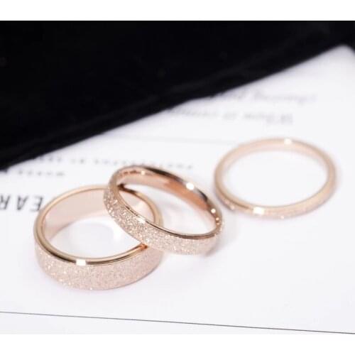 Rose Gold Color Frosted Finger Ring for Woman Man Wedding Jewelry 316L Stainless Steel Top Quality Never Fade ,Drop shipping