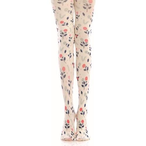 Fresh Little Flower Print Pantyhose Bottoming