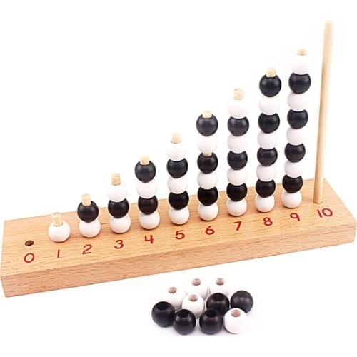 Montessori Baby Mathematics Toy 1-10 Odd and Even Digital Number White & Black Beads Chess Board Wooden Toy Early Preschool Kids