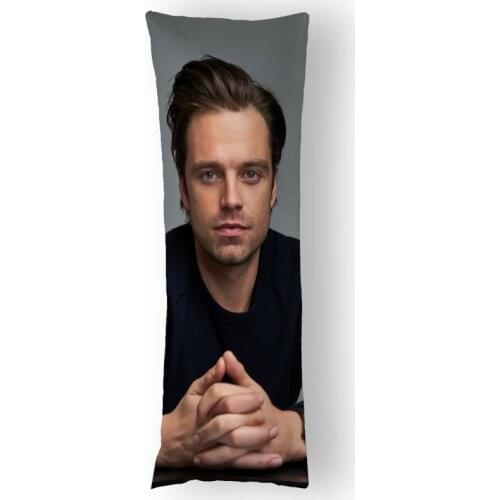 Custom Sebastian Stan Pillowcase Printed Satin Fabric Pillow Cover Rectangular Zipper Kawaii Body Cover Dropshipping
