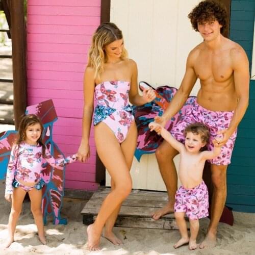 2021 New Sexy Off Shoulder Mother Daughter Swimwear Women One Piece Swimsuit Baby Long Sleeve Bathing Suit Ruffle Monokini Girls