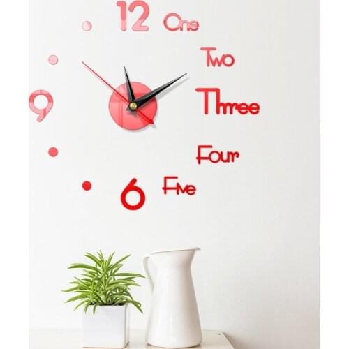 2021 New 3D Mirror Surface Sticker Silent Clock DIY Digital Wall Clock Home Bedroom Office Decor Wall Clock Wholesale
