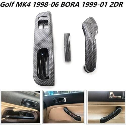 LHD Window Glass Lift Button Control Panel Door Handle Cover for Golf BORA 2DR 1997-2005 Carbon Style 3B1867171D