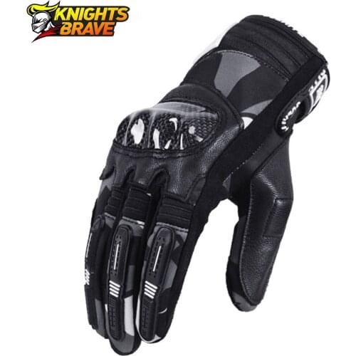 New Motorcycle Gloves Carbon Fiber Shell Guantes Moto Men Breathable Motorbike Motocross Full Finger Touch Screen Gloves Black