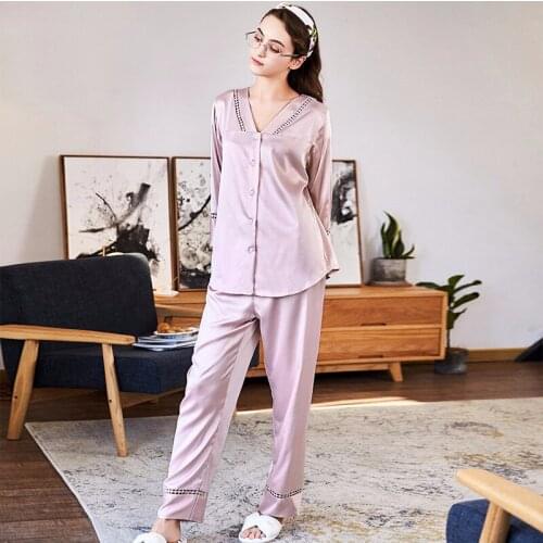 Pajamas Set Deep V-Neck Pijama Women Satin Silk like Sleepwear Summer Spring Luxury Homewear pijama feminino Pyjama Femme