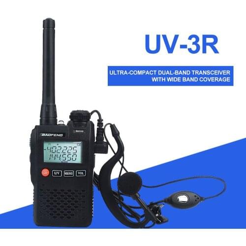 Baofeng walkie talkie UV-3R mini FM TWO WAY RADIO VOX dual band dual display with handsfree 2W 99ch