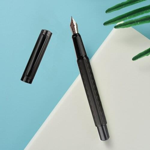 Luxury High Quality Brand 856 Classic Fountain Pen Gift Titanium Black Fine 0.5mm NIB INK Calligraphy Pen