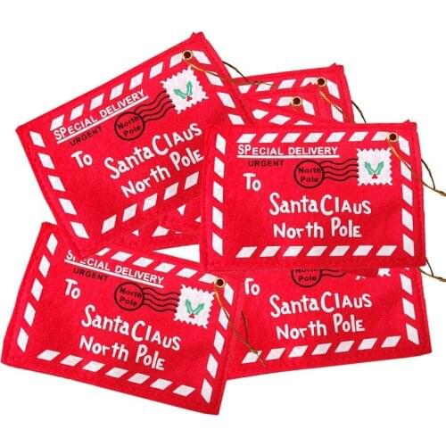 Christmas Red Navidad Santa Claus Envelope Hanging Ornaments Christmas Decorations for Home New Year Xmas Tree Card Decoration