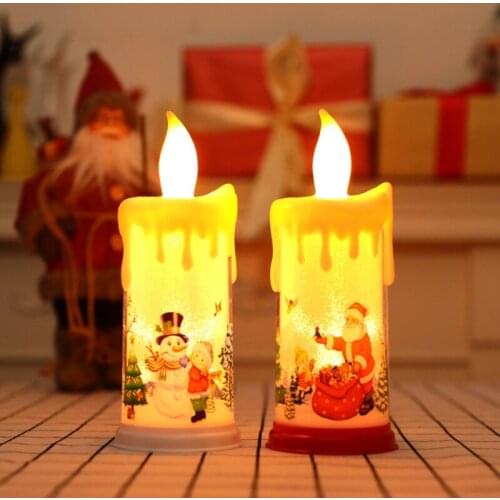 Christmas Gift Home Decor LED simulation Candles Light Electronic Candle Light Christmas Snowman Santa Party Decoration Lamp