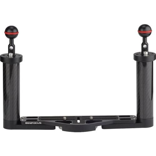 Carbon Fiber Diving Handle Tray Adjustable Bracket Dual Handheld Buoyancy Hand Grip Stabilizer for Underwater Camera Housings