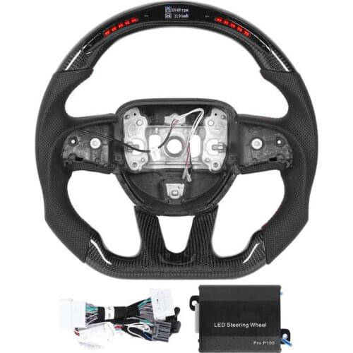 LED Shift Lights Display Steering Wheel Fit for Dodge Challenger/Charger SRT HELLCAT 2015 2016 2017 2018 2019 2020 Carbon Fiber