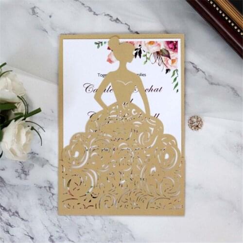 Elegant princess invitation card gold burgundy navy blue adulthood baptism anniversary greeting card 50 pcs