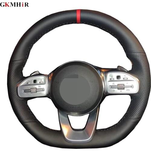 DIY Black Artificial Leather Car Steering Wheel Cover For Mercedes-Benz A-Class W177 C-Class W205 E-Class W213 S-Class W222