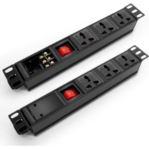 1U PDU Network Cabinets Power Strip with Double Break Switch Junction Box without Wires Rewireable Power Board Socket