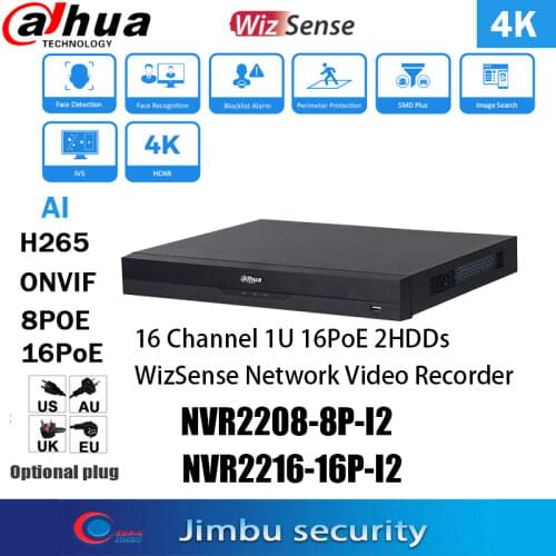 Dahua AI Network WizSense Recorder NVR2216-16P-I 16POE Ports 16CH New 4.0 user interface face detection and recognition 4K