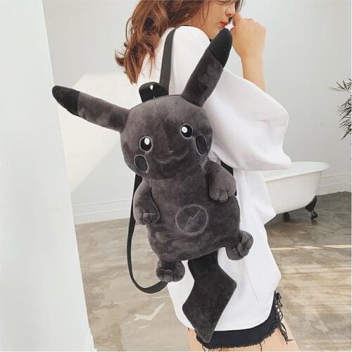 30cm Pokemon School Bags Backpacks Black Pikachu Kids Plush Bags Big Capacity Travel Bag Anime Figure Toys Girls Boys Gifts