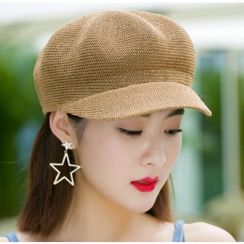 Japanese star same hat leather military hat Korean octagonal hat popular for men and women flat top retro Beret womens hat