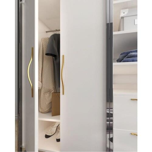 Morden Cabinet Handle Gold Zinc Wardrobe Knobs Drawer Pull Handles High Quality Furniture Hardware For Kitchen Bedroom