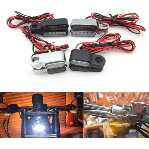 12V Scooter Motorcycle Indicators LED Turn Signal Light Handlebar Amber signal lamp Blinker Aluminum Alloy Black/Chorme