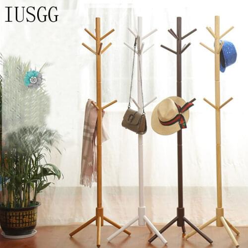 175cm 9 Hook Solid Wood Clothes Hat Rack Floor Standing Hanger Floor Standing Hall Furniture Simple Modern Coat Racks Hat Racks