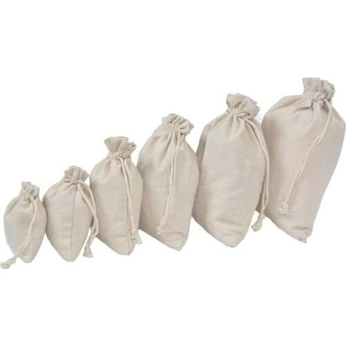 High Quality Wholesale Price Natural Resuable Jute Linen Drawstring Pouch Packaging Gift Bag Logo Printed Christmas dropshipping