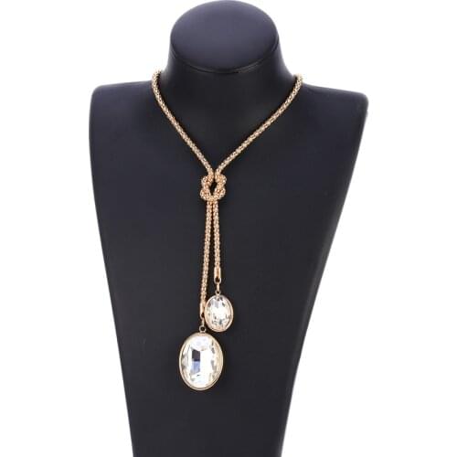 Women Fashion Jewelry Popcorn Adjustable Chain Big and Small Crystal Pendants Necklace Black Gold Color Christmas Gift For Women
