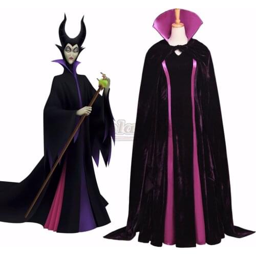 Maleficent Angelina Jolie Velet Costume Maleficent Movie Cosplay Costume Custom Made Women Halloween Carnival Costume L0516