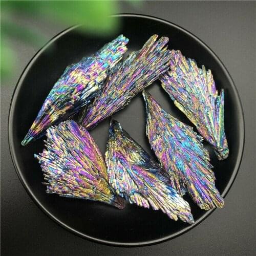 1pc Rainbow Titanium Black Tourmaline Aura Quartz Crystal Peacock Tail Decor Crafts Natural Stones and Minerals