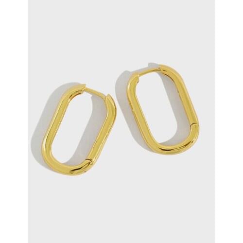 925 Sterling silver Female Earring Big Oval Geometric Hoop Huggie Earrings Plain Large Loops Circle Earrings TLE888