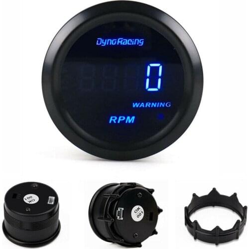 2"52mm Digital 12V Car Auto Tachometer 9999RPM Gauge Meter Auto Parts LED Digital Display Fit 4 6 8 Cylinder Gasoline Petrol Car