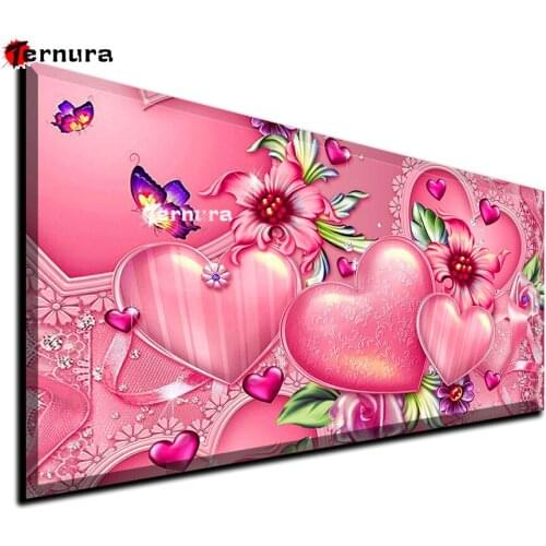 Pink love butterfly flowers 5D DIY Diamond Painting cross stitch full square round diamond mosaic embroidery Bedroom decoration