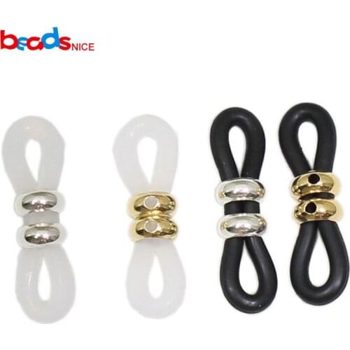 Beadsnice ID40193smt2 4pcs/lot Gold Filled/Sterling Silver Rubber Silicone Connectors for Glasses Chain Jewelry Accessories