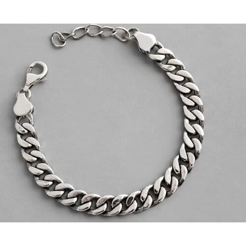 XIHA 925 Sterling Silver Bracelets for Women Men Cuban Link Chain Hyperbole Couple Bracelet for Lovers Luxury Trendy Jewelry