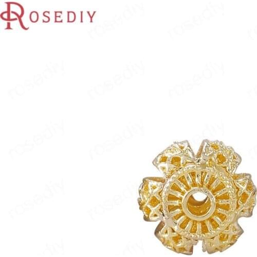 40531)6PCS 6x6MM 24K Gold Color Brass Three-dimensional Bracelets Spacer Beads Jewelry Making Supplies Diy Findings Accessories