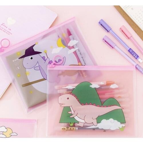 Cute Bear PVC Pencil Case Plastic Transparent Pen Bags Kawaii Pencil Cases For Boys Korean Stationery Office School Supplies