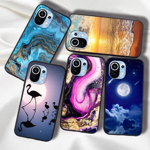 Marble Phone Case For Xiaomi Mi 11 Lite Case Silicone TPU Moon Sunset Printed For Xiaomi Mi 11 Mi11 Xiaomi11 Back Cover Capa