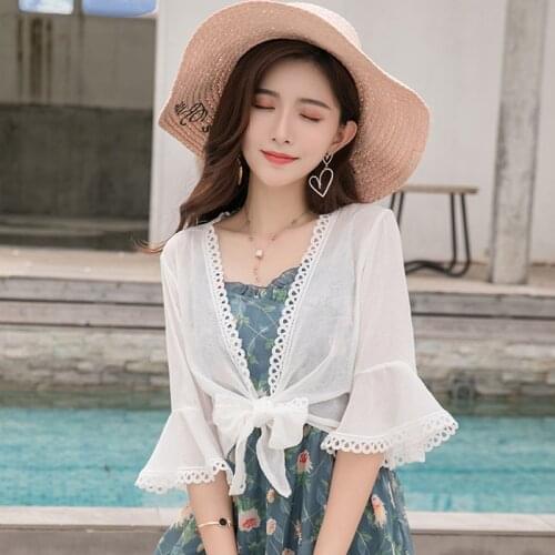 Black White Chiffon Lace Bolero Wedding Party Jacket Long Flare Sleeves Cropped Jacket Shrug For Women Evening Formal Prom Wraps