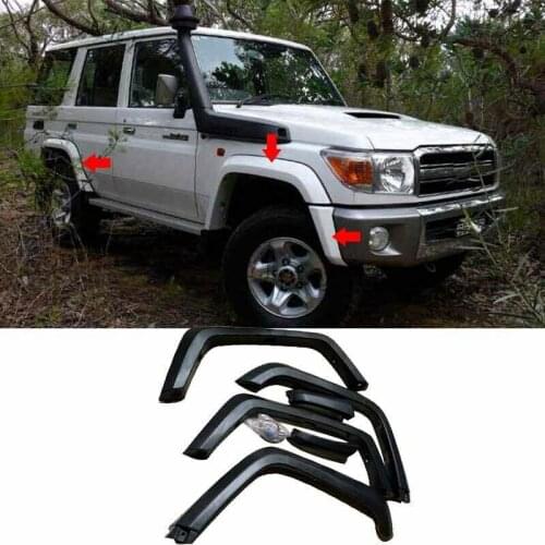 For Toyota Land Cruiser LC70 75 76 77 FJ79 Fender Flares Wheel Arch Unpainted 6PCS Car modification Auto parts