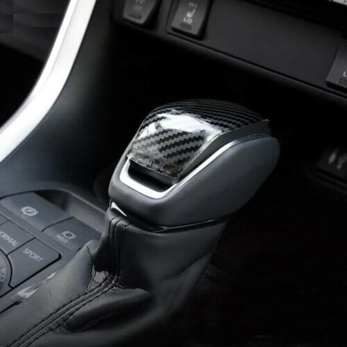 ToP Sell Carbon Fiber Look Gear Shift Knob Cover Trim For 2019 2020 Toyota RAV4 gear shift Knob Cover Trim