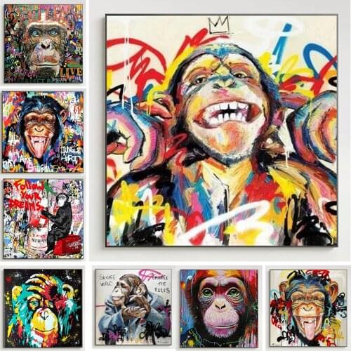 Graffiti Art Animal Monkey Pig Panda Canvas Painting On The Wall Art Posters Prints Wall Pictures for Kids Room Home Cuadros